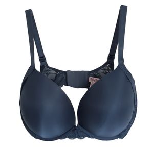 Victoria's Secret 38DDD/F85 Pushup RFID Dream Angels Blue Floral Lace Bra